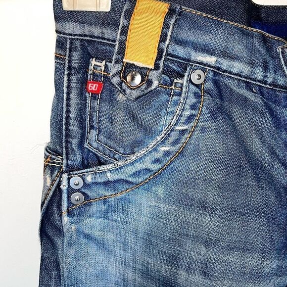 Miss 60 Sixty Rare 90’s Italian Jeans wrap Pockets Distressed Womens Size 28/31 - Picture 7 of 13